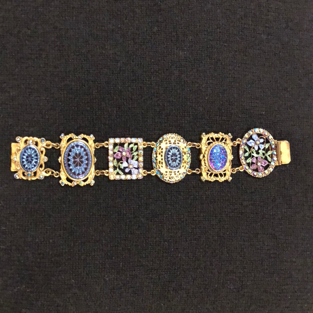 SWEET ROMANCE Art Deco iridescent Link Bracelet